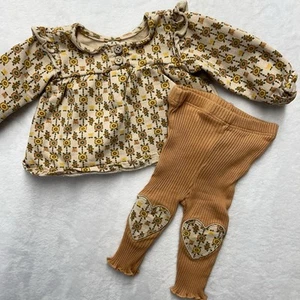 Chickpea Organic Floral Outfit Baby Girl 0-3M Organic Cotton Garden - Picture 1 of 7
