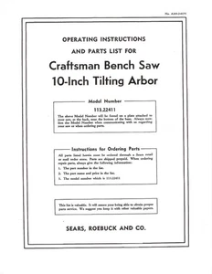 Sierra de mesa Sears Craftsman modelo manual # 113.22411 - Imagen 1 de 1