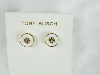 PENDIENTES TORY BURCH REDONDOS BLANCOS Y ORO Foto 1 de 2