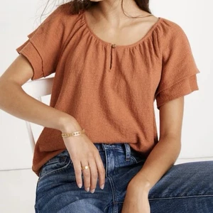 Madewell Texture & Thread Stufenärmel Top Damen Größe Large süße Dahlie - Bild 1 von 12