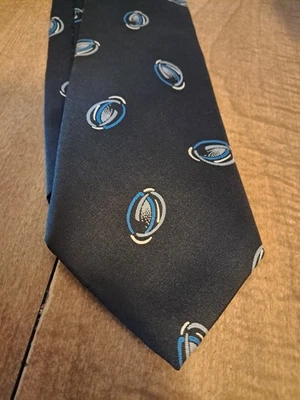 Corbata Harve Benard Azul Gris Estampado Negro Pura Seda 56 Larga Foto 1 de 4