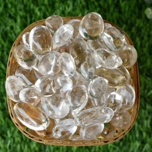 3 Stck. polierte klare Quarz Trommelsteine Heilkristall Reiki Wohndeko Geschenke - Bild 1 von 5