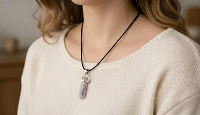 Collana  Ametista a punta- dona Calma, tranquillità e Protezione Energetica - Immagine 1 di 4