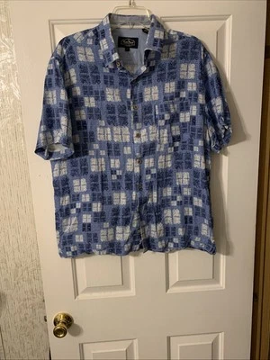 Camisa Nat Nast Para Hombre Grande Geométrica Manga Corta Abotonada Azul Foto 1 de 4