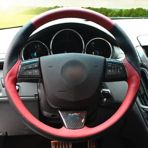 Cubierta de volante de auto de cuero genuino negro rojo para Cadillac CTS 2008-2013 - Imagen 1 de 10