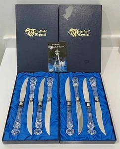 Juego de 8 cuchillos para carne de acero inoxidable firmados WATERFORD 9 3/8" en cajas - Imagen 1 de 6