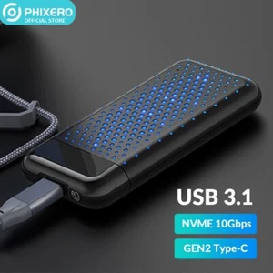 PHIXERO RGB M.2 Nvme SSD Enclosure Reader External USB 3.2 Gen 2 Type C 10Gbps - Afbeelding 1 van 11