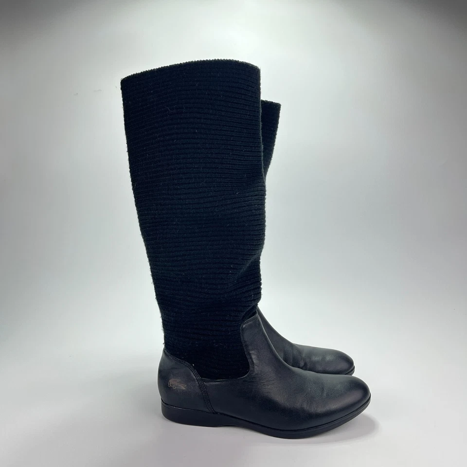 Botas informales altas sin cordones Lacoste negras monopolo de cuero textil para mujer talla 6,5 Foto 1 de 4