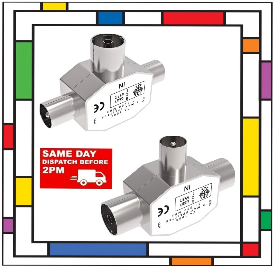 Adattatore metallo TV coassiale coassiale 2 vie aereo T splitter maschio o femmina RF