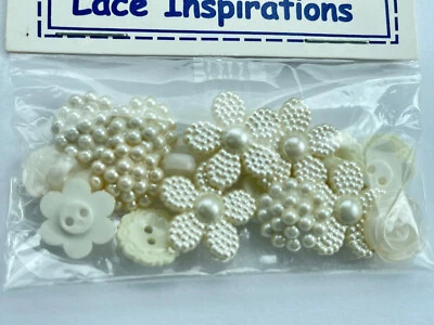 Favorite Findings Buttons White Lace Inspirations 18 ? White 3/8" to 5/8"   New - Image 1 of 4