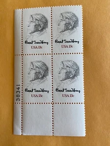 US Stamps 13 Cent Carl Sandburg SC# 1731 Plate Block Of 4 (Four) MNH Plate 38341 - Picture 1 of 4
