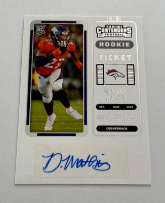 Damarri Mathis 2022 Contenders Rookie Ticket Auto RC #206 Denver Broncos - Image 1 of 2