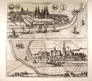 Mapa antiguo, Braun & Hogenberg, Toninga Eiderstadiae / Husum - Imagen 1 de 1