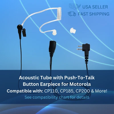 1.5-Wire Acoustic FBI Style PTT Earpiece for Motorola CP110, CP185, CP200, EP450 - Image 1 of 4