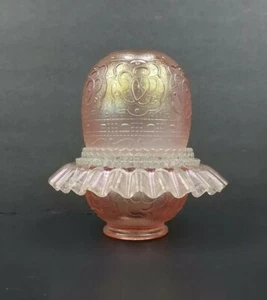 Fenton Pink Iridized Persian Medallion Embossed 3 pc Fairy Lamp Light EUC - Picture 1 of 12