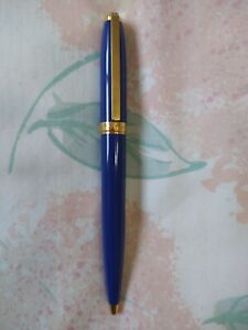 ST DUPONT FIDELIO BLUE CHINESE LAQUE GOLD PLATED CLIP BALL POINT PEN FRANCE
