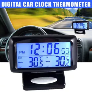 Electronic Clock Inside Outside Temperature Gauge Car Truck Vehicle Accessories - Picture 1 of 8