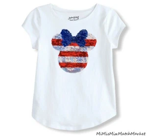 Disney's Girl's Size 5 Minnie Mouse Americana Sequin Jumping Beans Graphic Tee  - Picture 1 of 1