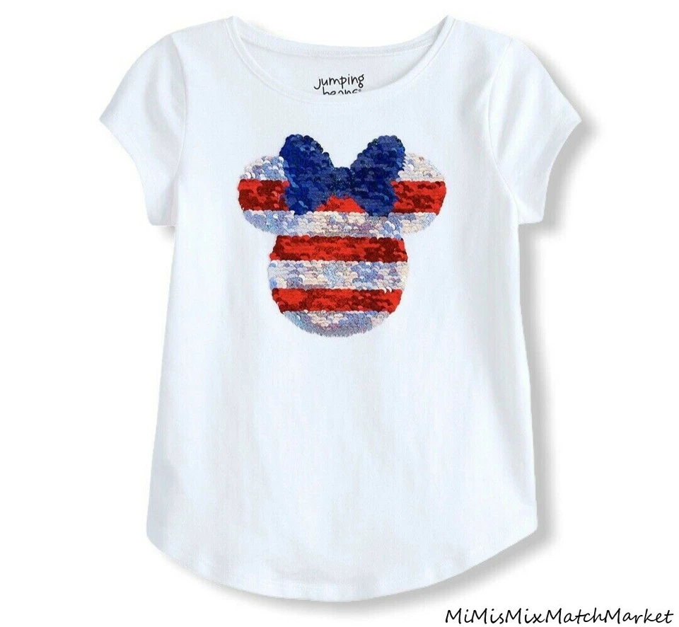 Disney's Girl's Size 5 Minnie Mouse Americana Sequin Jumping Beans Graphic Tee  - Image 1 of 1