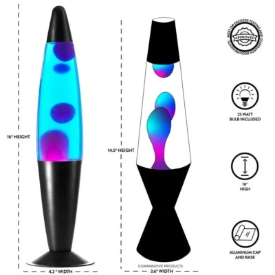 Urban Shop 16" Galaxy Lava Motion Volcano Lamp, Purple Wax in Blue Liquid, Black