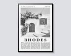 Rhodes, Greece Portrait Poster, Modern Photographic Black & White Travel Wall