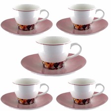 BLUMARINE HOME COUNTRY GARDEN SET 5 TAZZINE TAZZE DA CAFFè IN PORCELLANA DECORO