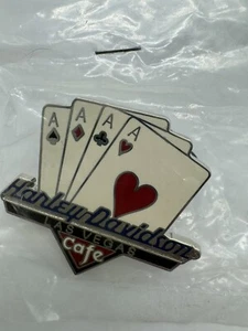 Vintage Four Aces Harley Davidson Las Vegas, Cafe 1997 ￼Enameled Lapel Pin NOS - Picture 1 of 5