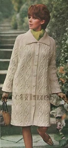 Knitting Pattern for Lady's Vintage Aran/Cable Coat/Long Jacket/Cardigan. - Picture 1 of 1