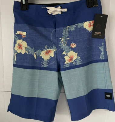 Pantalones cortos de natación VANS OFF THE WALL 4 vías tabla elástica 18" costura jóvenes niños talla 27/14 Foto 1 de 4