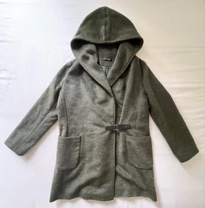 Ralph Lauren Overcoat Women’s 16 Wool Blend Tweed Twill Jacket Green Latch Belt - Picture 1 of 8
