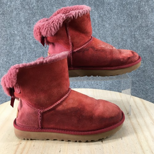 Stivali UGG Donna 7 Mini Bailey Fiocco Caviglia Inverno Piatti da Neve Rossa Pull On