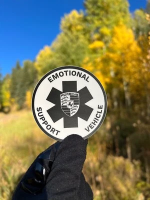 Porsche Emotional Support Vehicle Decal, Back Adhesive, Vinyl Car Sticker - Image 1 of 4