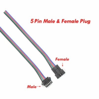 5Pin RGBW/ RGBWW LED Strip Connector Cable JST SM Male to Female EL Wire - Image 1 of 4