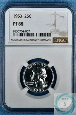 1953 Washington Quarter NGC PF 68 - Blast White and Original! - Image 1 of 4
