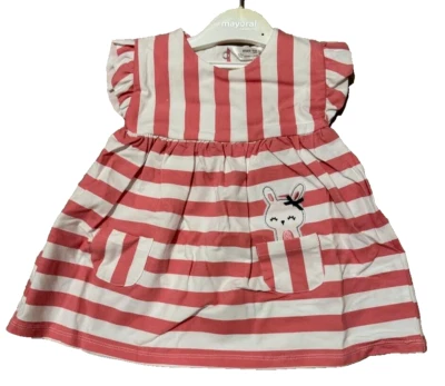 OFERTA NUEVO VESTIDO MAYORAL PASCUA BEBÉ NIÑAS Rosa Rayas TALLAS 6-9 MESES Foto 1 de 2