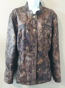 Chico's Brown & Bronze Metallic Design Jacket Size 3 - Picture 1 of 8