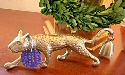 Anthropologie Leopard Cat Gold Candle Snuffer Excellent New - Image 1 of 4