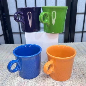 NWOT Fiestaware Mugs Set 4 Purple Green Blue Orange Ceramic Colorful Ring Handle - Picture 1 of 3
