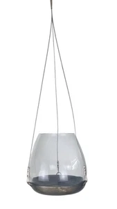 Metal & Glass Hanging Candle Holder 40cm Modern Rustic Lantern Planter Bowl - Picture 1 of 3
