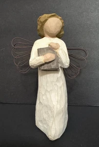 Figura de Ángel del Aprendizaje Willow Tree 1999 libro de alas de alambre retirado Demdaco Lordi - Imagen 1 de 7