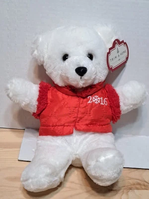 Camisa vermelha Dan Dee 2016 branca Natal ursinho de pelúcia 9" acabamento K-Mart A Home - Imagem 1 de 4