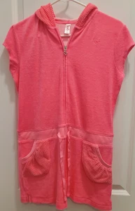 "Justice" Girls Bathing Suit Cover Up Dress, Size 18, Pink, Hooded, Zip Up - Picture 1 of 15