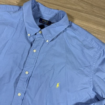 Polo Ralph Lauren Azul Claro Oxford Camisa Abotonada Pecho Poni Talla 3XLT Alto Foto 1 de 4