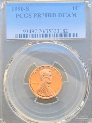 1990-S Lincoln Memorial 1c PCGS PR70 RD DEEP CAMEO =Perfect GEM PROOF & THE BEST - Image 1 of 4