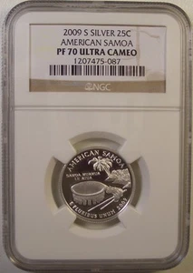 2009-S SILVER 25C AMERICAN SAMOA NGC PF 70 UCAM GEM LQQK - Picture 1 of 2