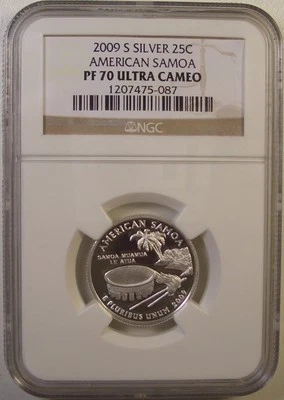 2009-S SILVER 25C AMERICAN SAMOA NGC PF 70 UCAM GEM LQQK - Image 1 of 2