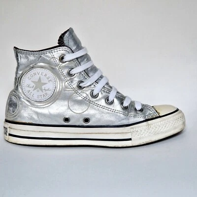 Converse Chucks EU 37 US 4,5 Argento Pelle Chuck Taylor All Star CENTURY LINE - Immagine 1 di 4