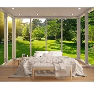 Wall Mural photo wallpaper Garden Green Trees ForestTheme 161"x108" (W x H) - Picture 1 of 6