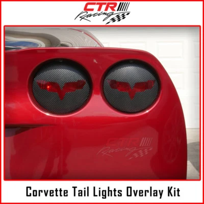 C6 Corvette Tail Lights Carbon Fiber Decal Overlay Vette Logo Emblem - 2005-2013 - Изображение 1 из 2