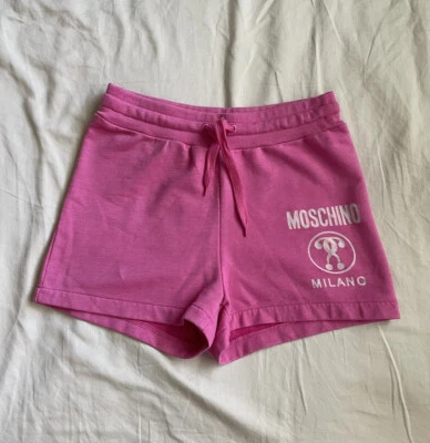 Pantalones Cortos Moschino Milano Doble Signo de Interrogación Logo NUEVO CON ETIQUETAS IT38 US4 Fucsia Foto 1 de 4